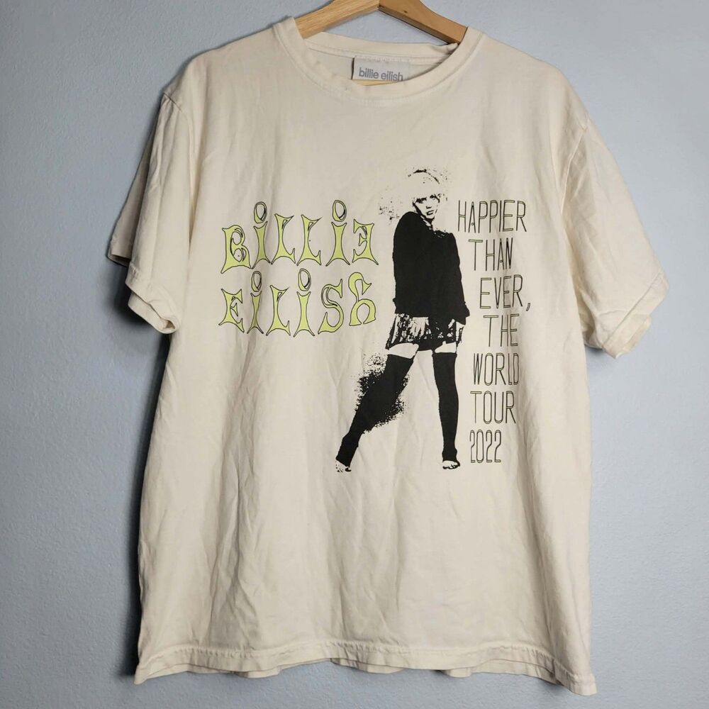 Billie Eilish Happier Than Ever World Tour 2022 Graphic T-Shirt L Boxy Indie